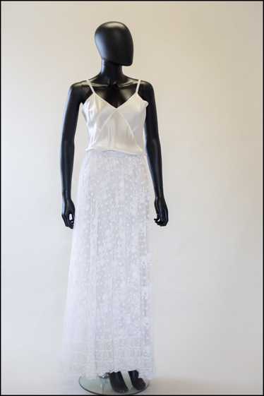 Vintage 1910s Edwardian White Lace Bridal Skirt - image 1