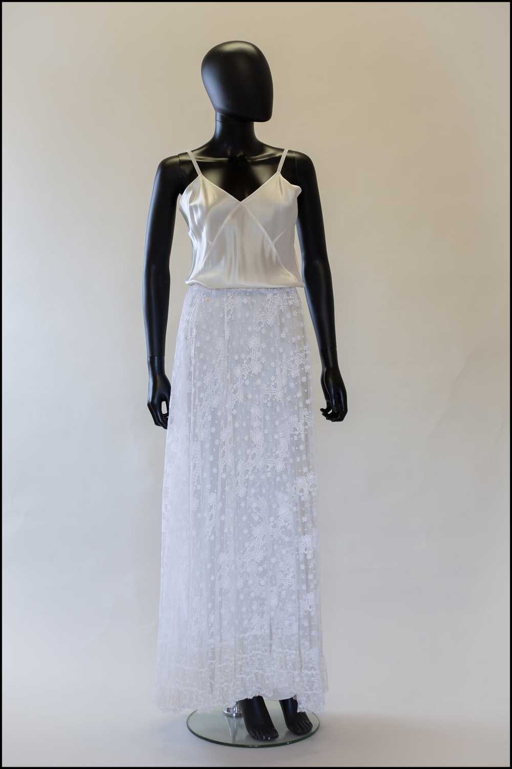 Vintage 1910s Edwardian White Lace Bridal Skirt - image 6