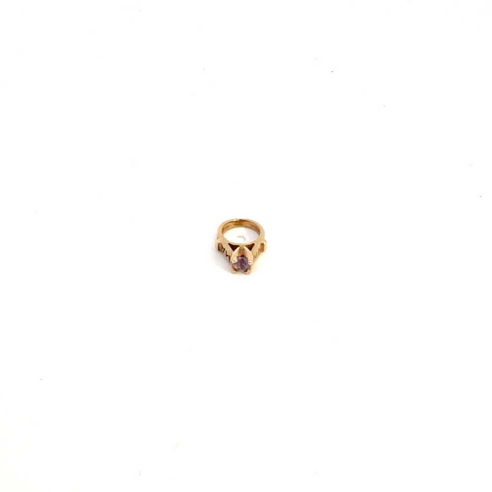 14k Yellow Gold Purple June Birthstone Charm Ring - image 1