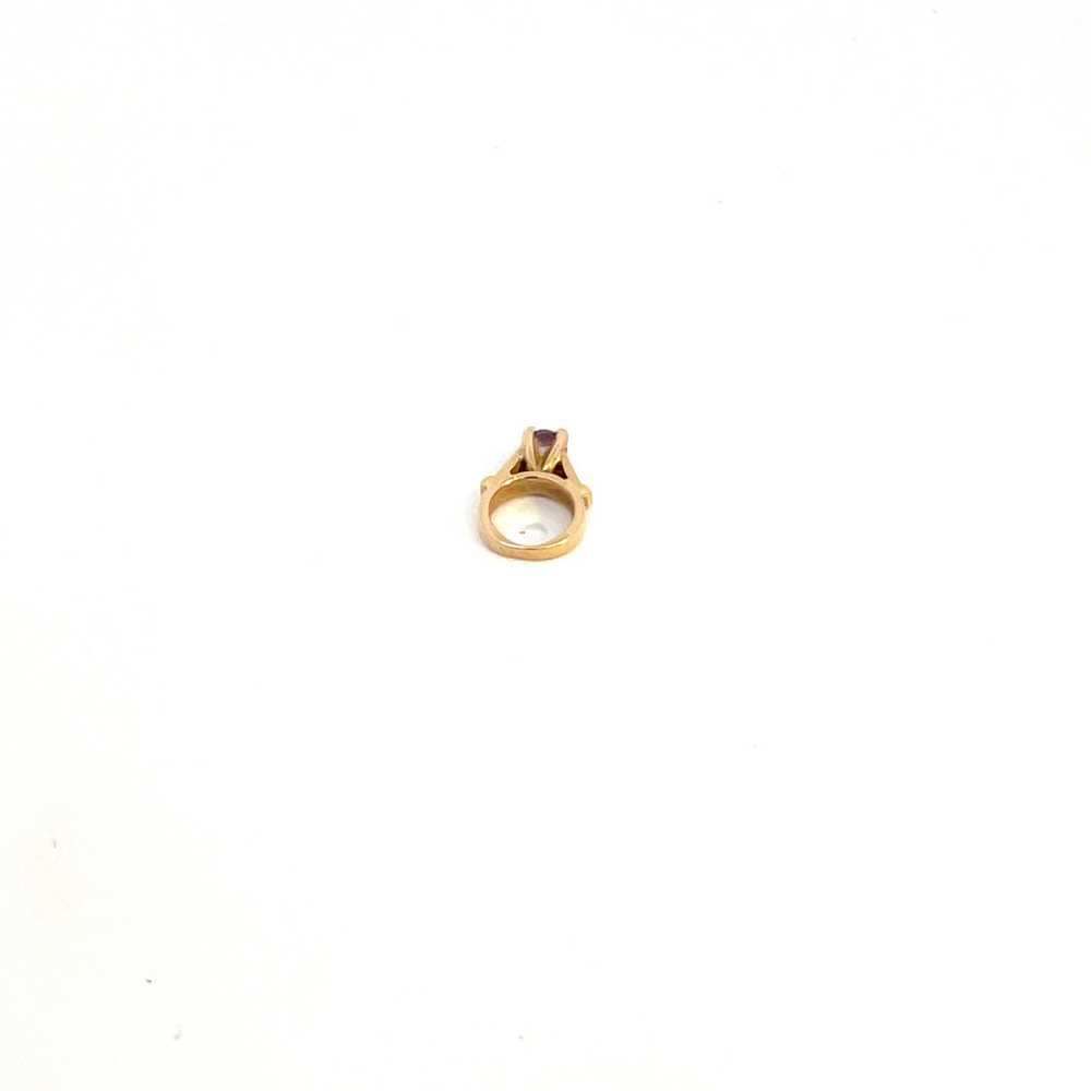 14k Yellow Gold Purple June Birthstone Charm Ring - image 3