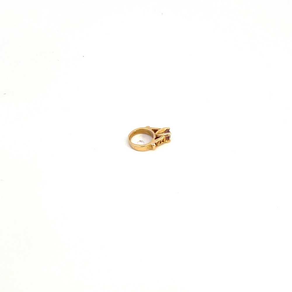 14k Yellow Gold Purple June Birthstone Charm Ring - image 4