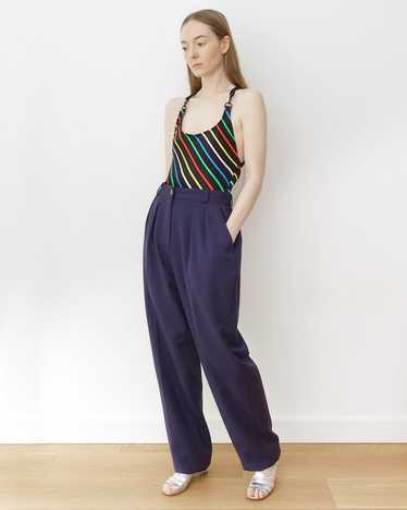 Dark Purple Wool Pleated Trousers - image 1