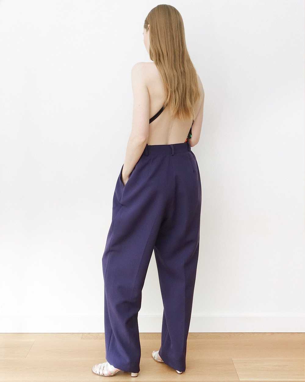 Dark Purple Wool Pleated Trousers - image 2