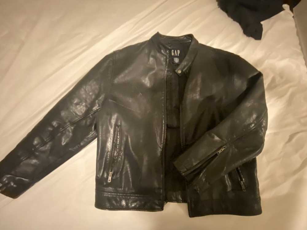 Gap Black vintage leather gap jacket - image 1
