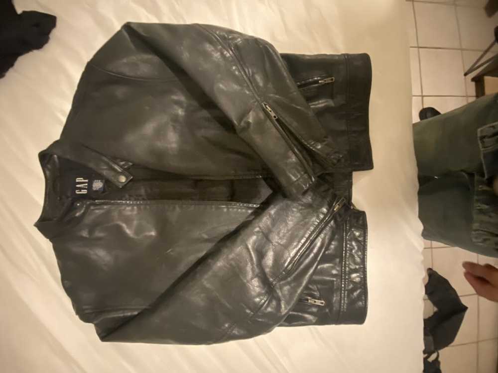 Gap Black vintage leather gap jacket - image 3