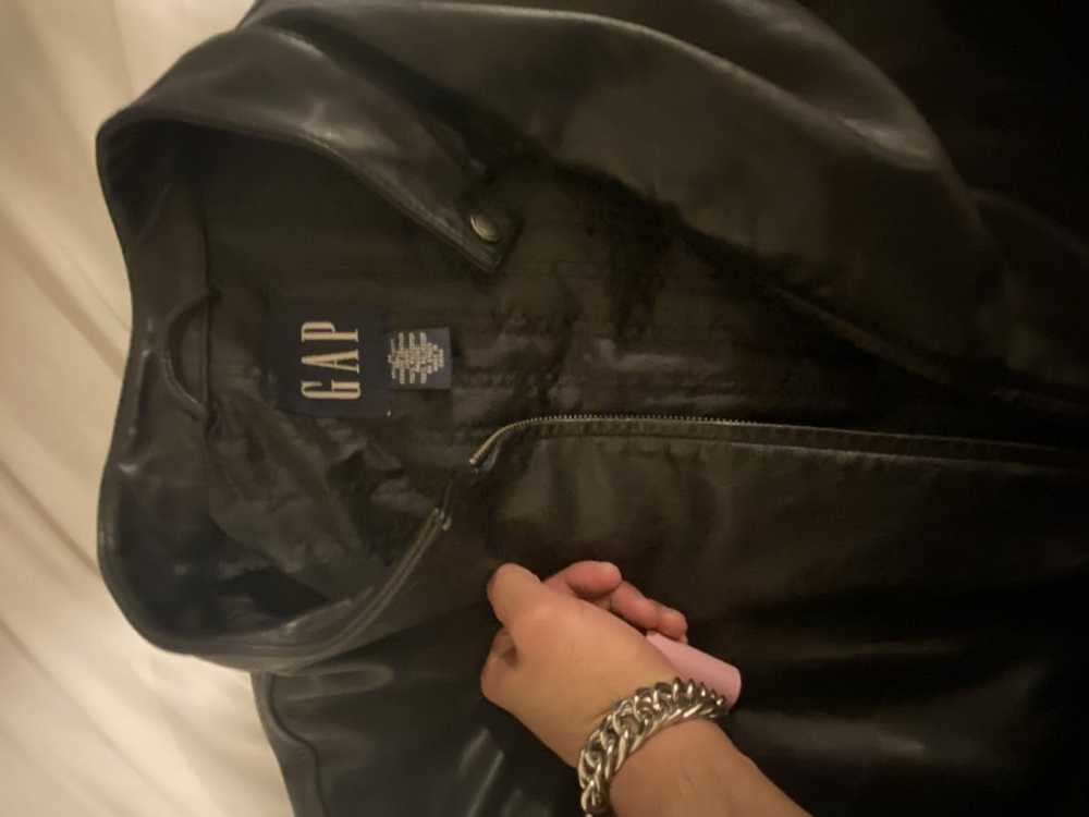 Gap Black vintage leather gap jacket - image 8