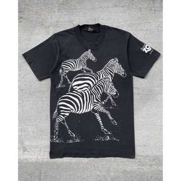 Vintage 1990s Zebra All Over Print Black Single S… - image 1