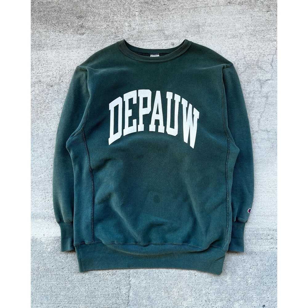 Champion × Vintage 1990s Depauw Sea Green Champio… - image 1