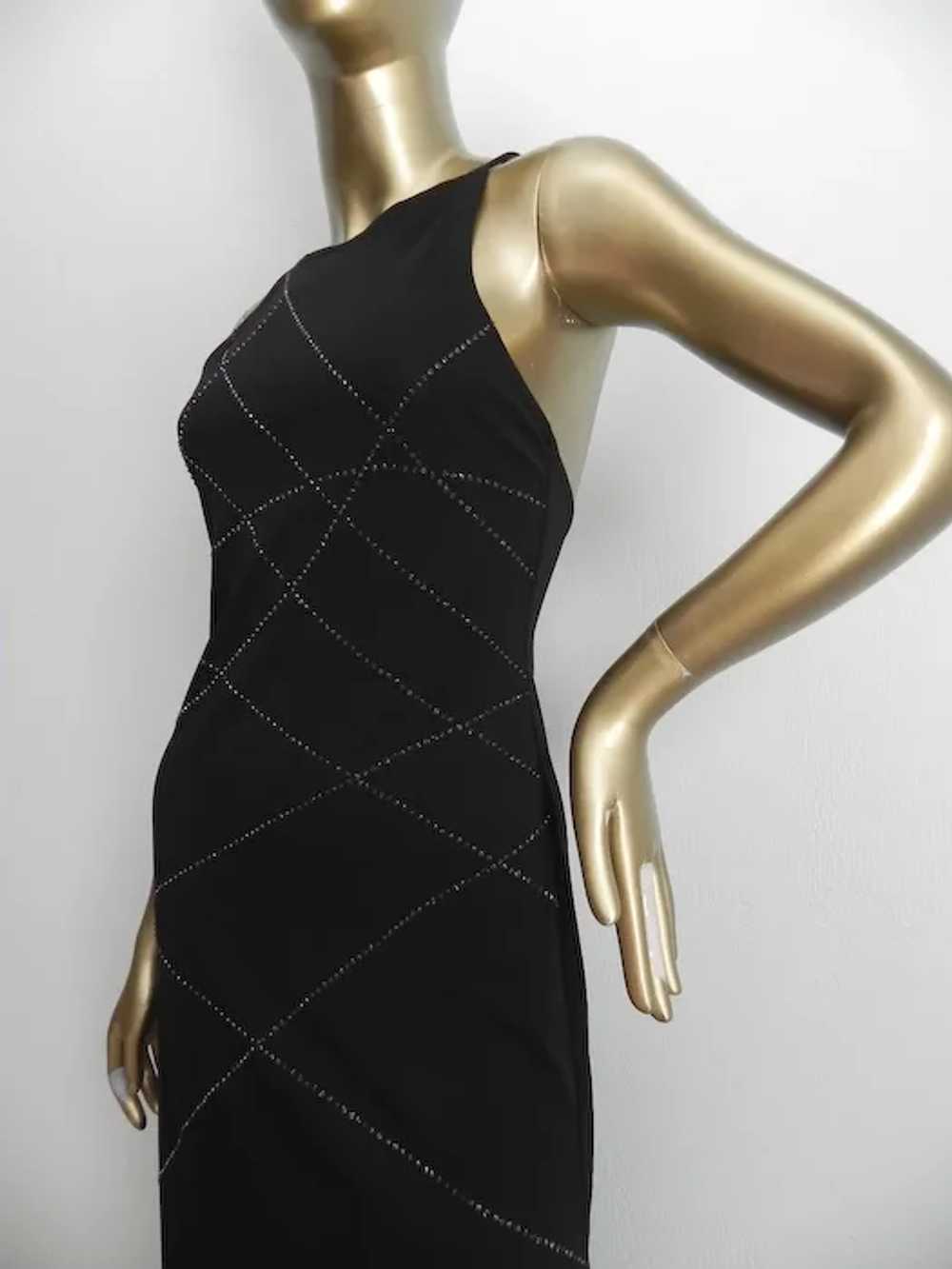vintage black glittery Evening Gown \ sparkling m… - image 5