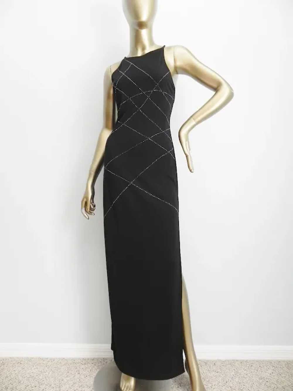 vintage black glittery Evening Gown \ sparkling m… - image 9