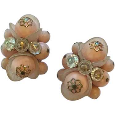 Hobe Pink Balls  with Petals Clip on Earrings