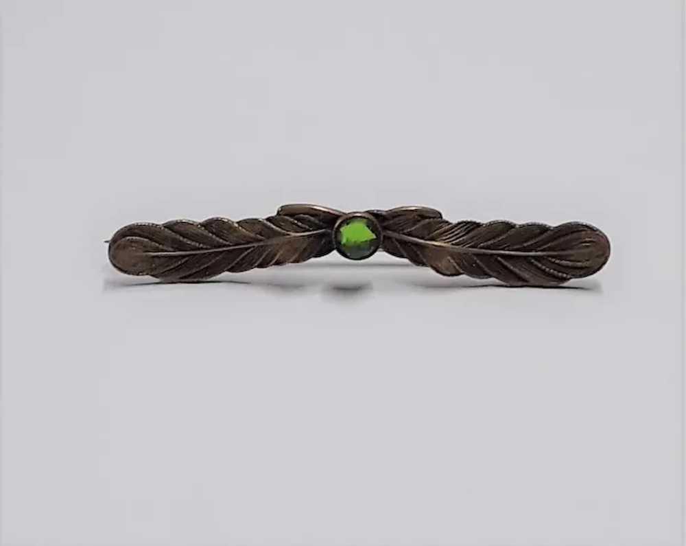 Art Nouveau Style Bronze and Green Faceted Glass … - image 2