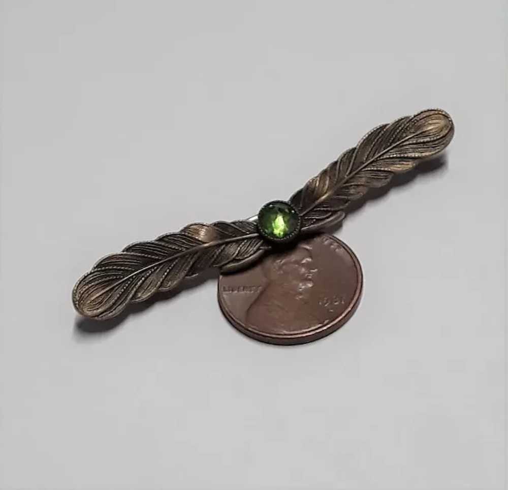 Art Nouveau Style Bronze and Green Faceted Glass … - image 3