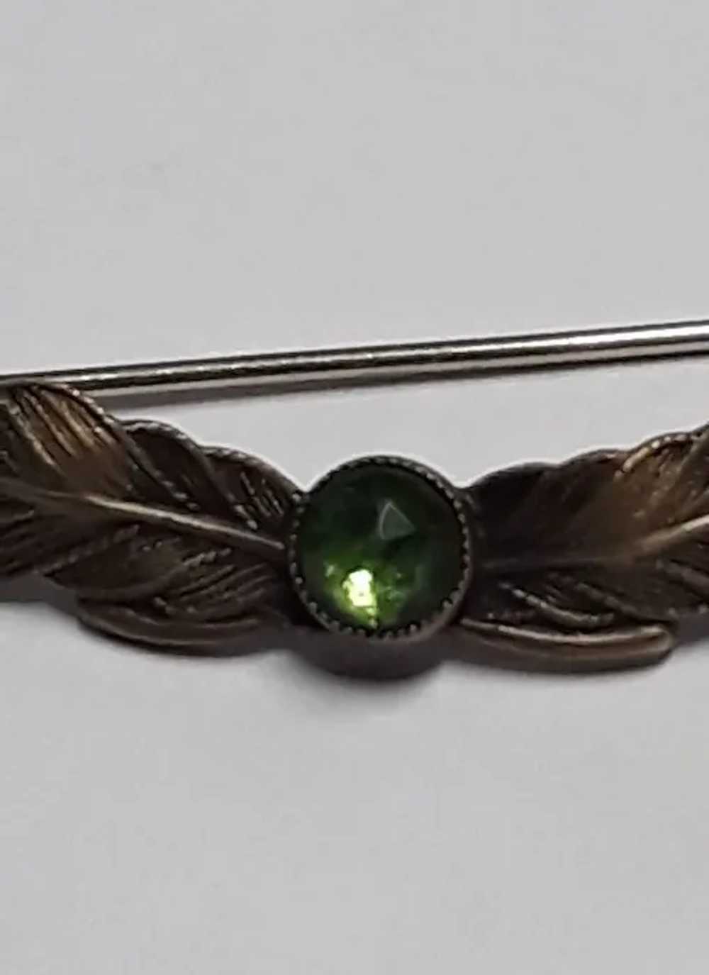 Art Nouveau Style Bronze and Green Faceted Glass … - image 4