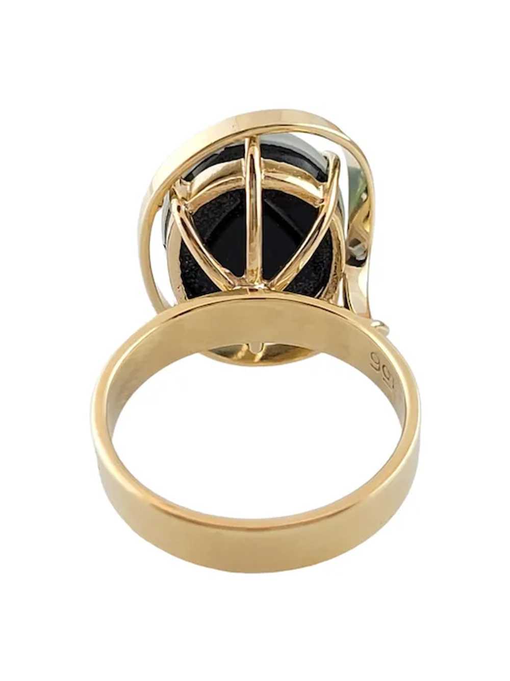 Vintage 9K Yellow Gold Black Opal Ring Size 6.25-… - image 5