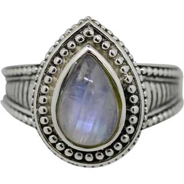 Sterling Silver Pear Shaped Moonstone Cocktail Ri… - image 1