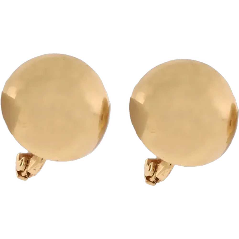 18K Yellow Gold Ball Clip On Earrings 18 mm Round… - image 1
