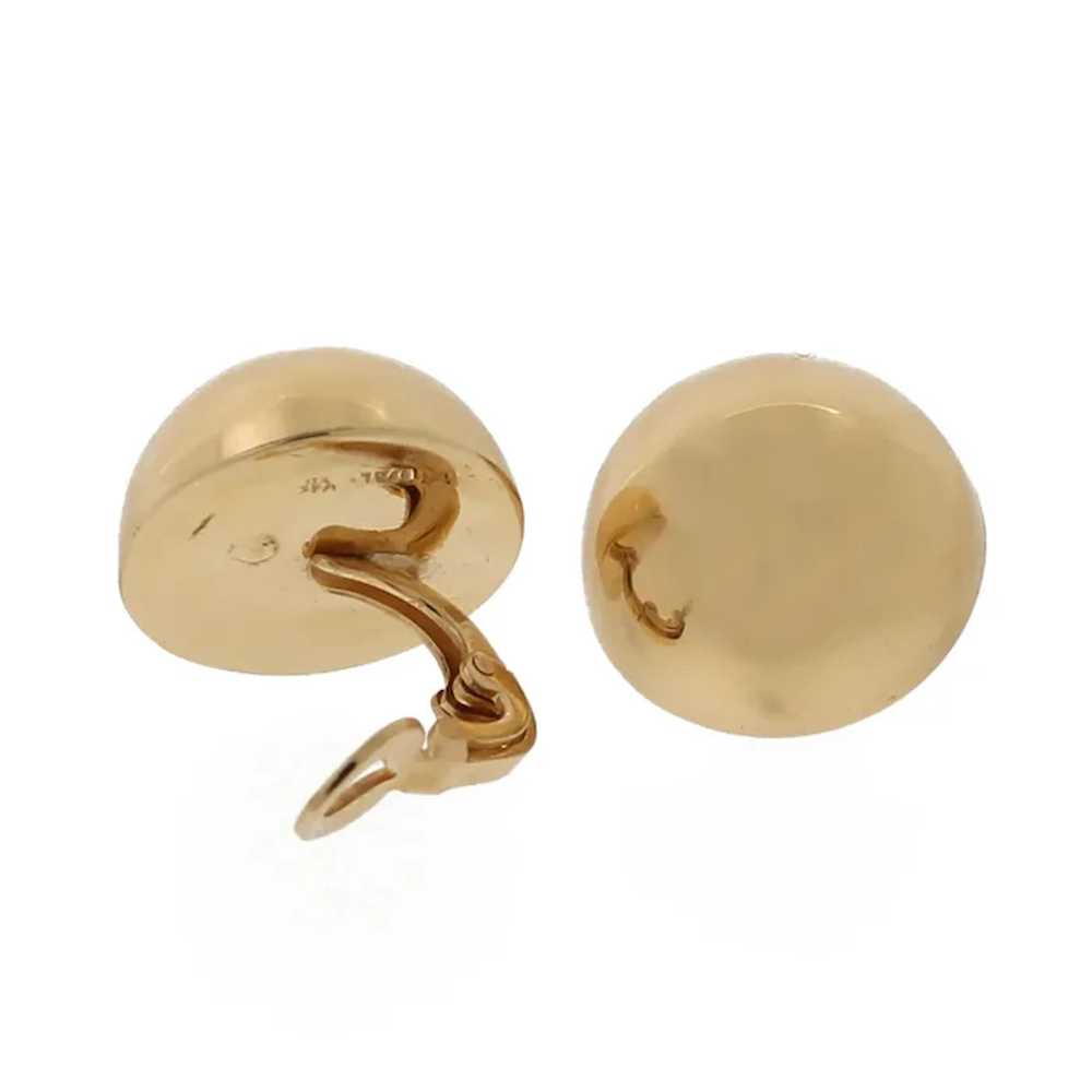 18K Yellow Gold Ball Clip On Earrings 18 mm Round… - image 3