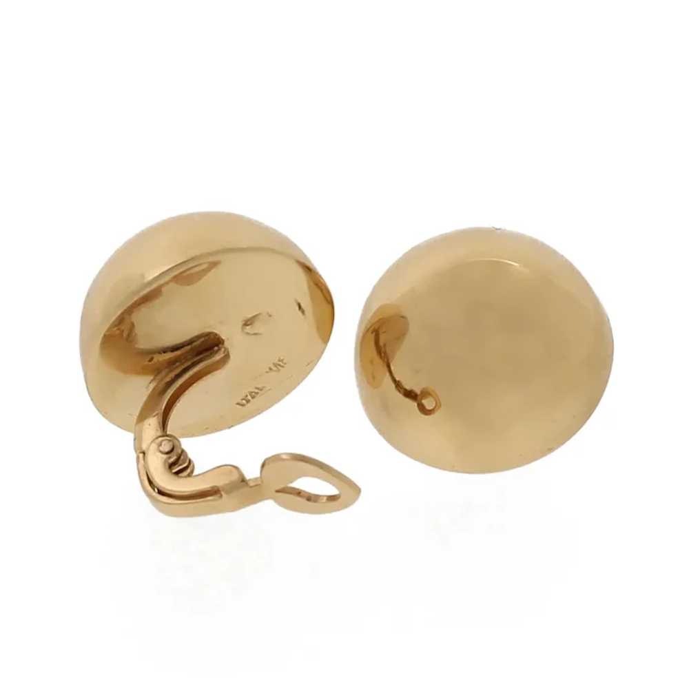 18K Yellow Gold Ball Clip On Earrings 18 mm Round… - image 4