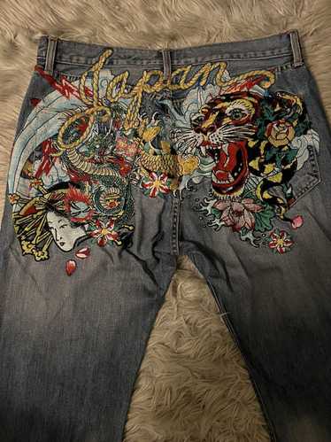 Ed Hardy Ed hardy Japan embroidered denim