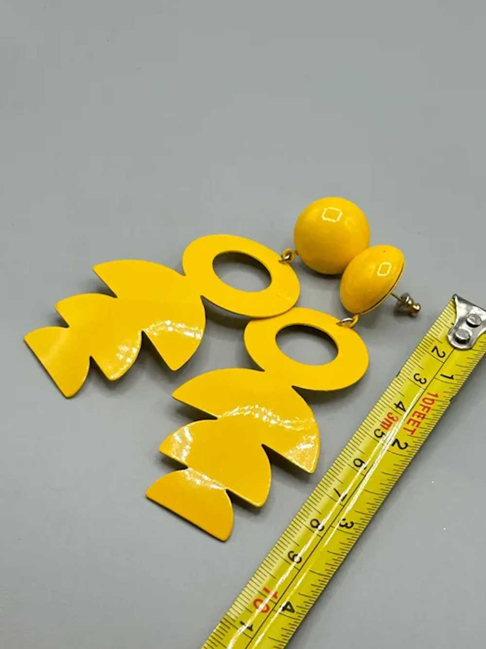 Yellow Dangles Earrings Lightweight Long Fish Dro… - image 6