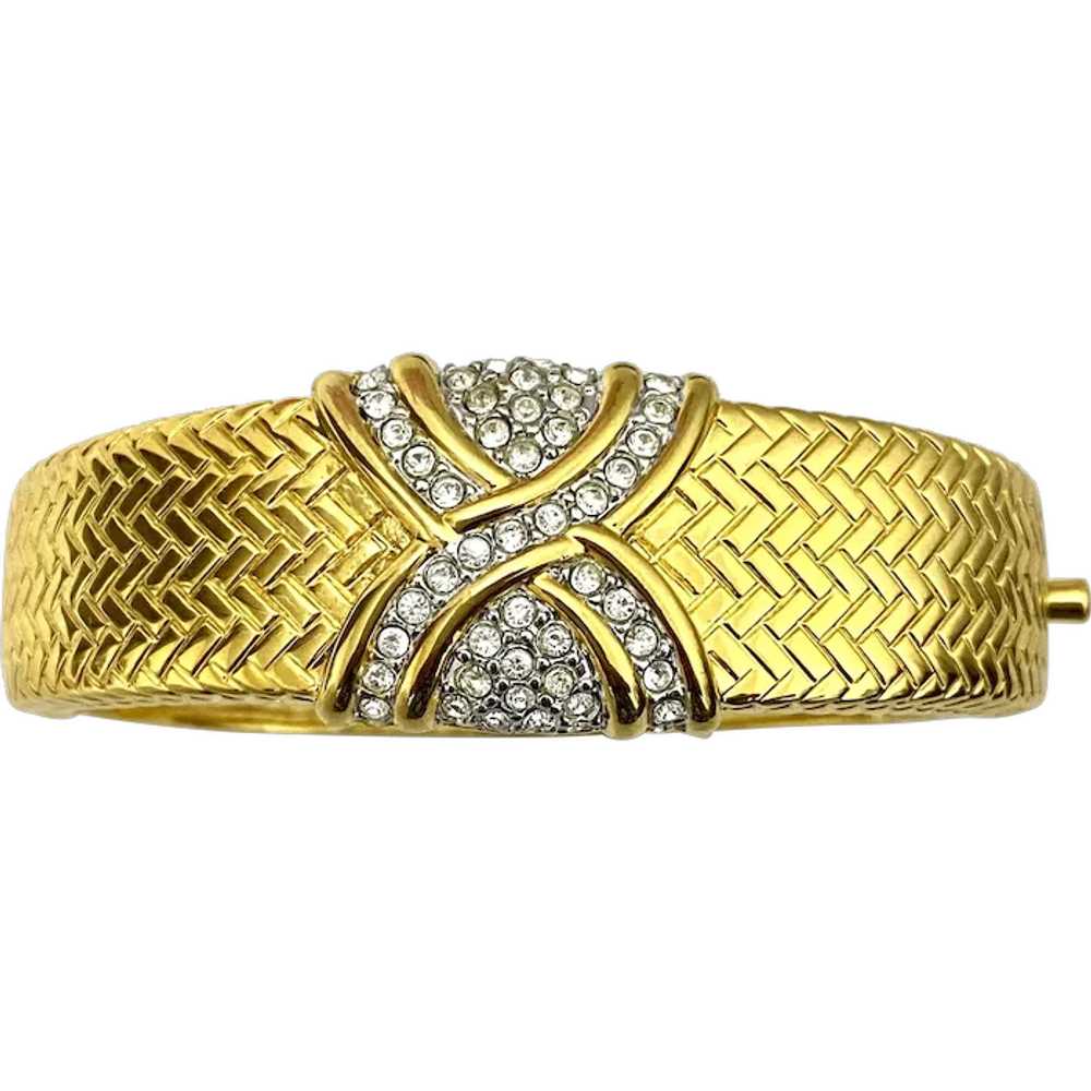 Nolan Miller Gold Tone Rhinestones Bangle Bracelet - image 1