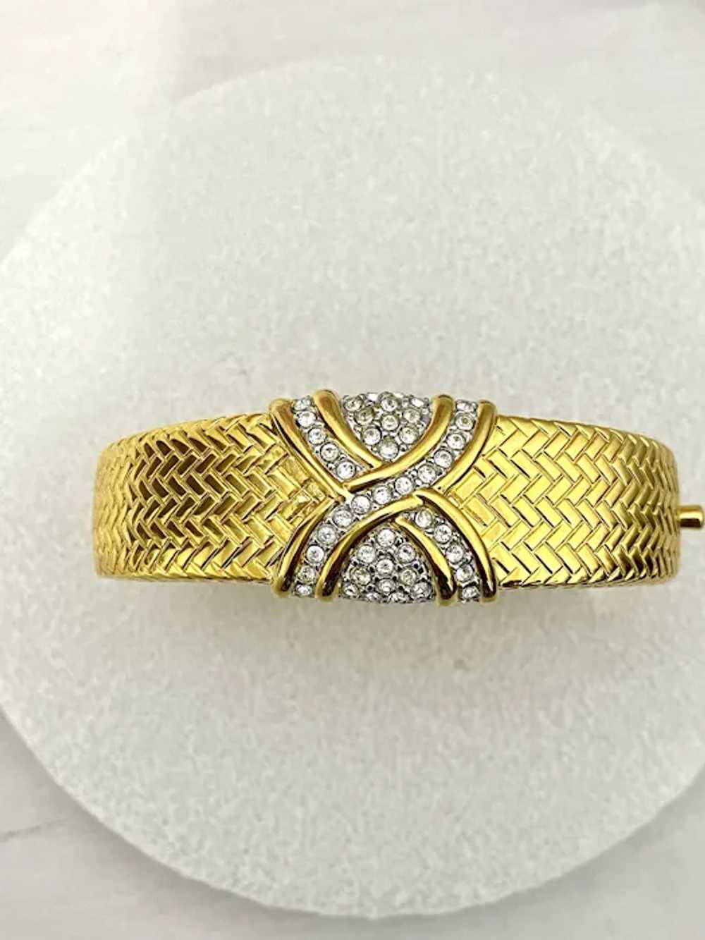 Nolan Miller Gold Tone Rhinestones Bangle Bracelet - image 2