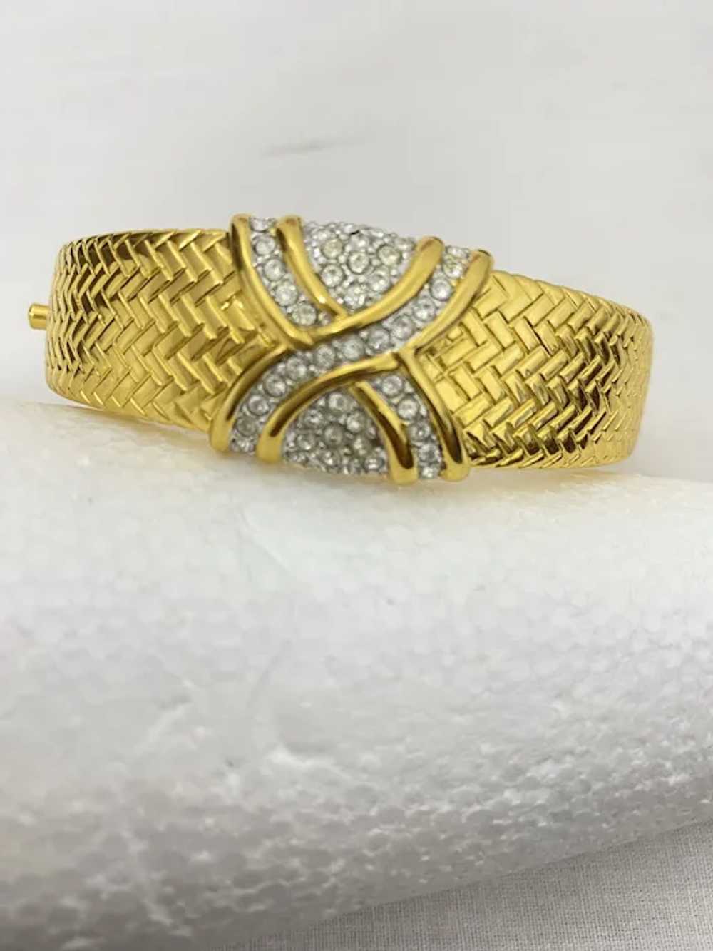 Nolan Miller Gold Tone Rhinestones Bangle Bracelet - image 5