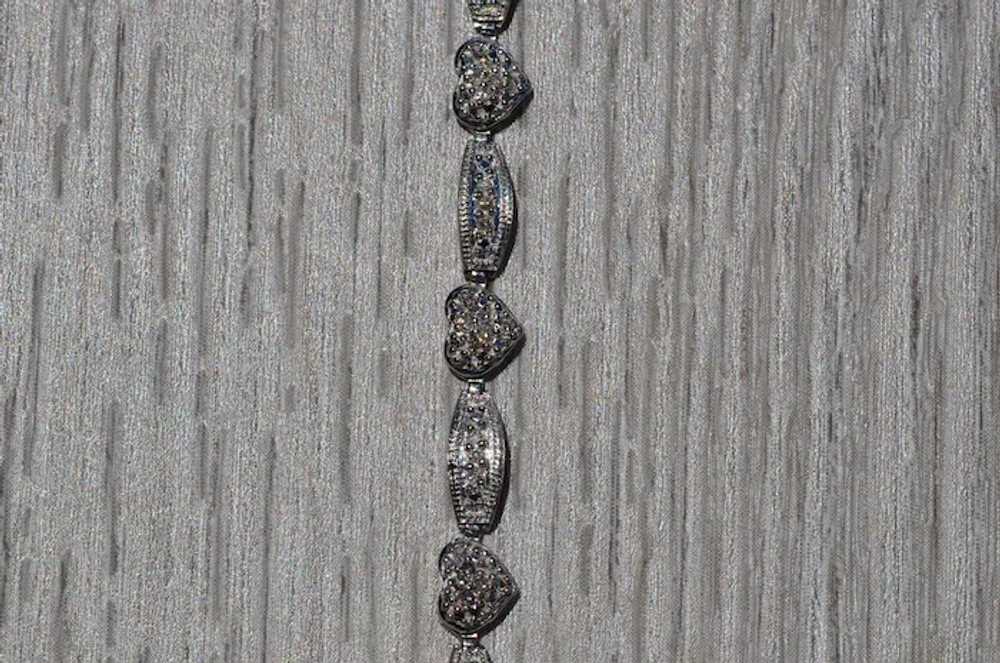 Ladies 14K White Gold Heart Diamond Bracelet - image 2