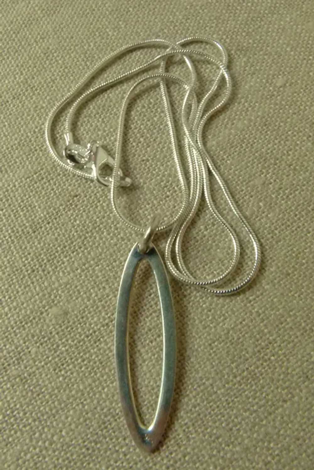 Vintage STERLING SILVER Almond Shape Symbol PENDA… - image 3