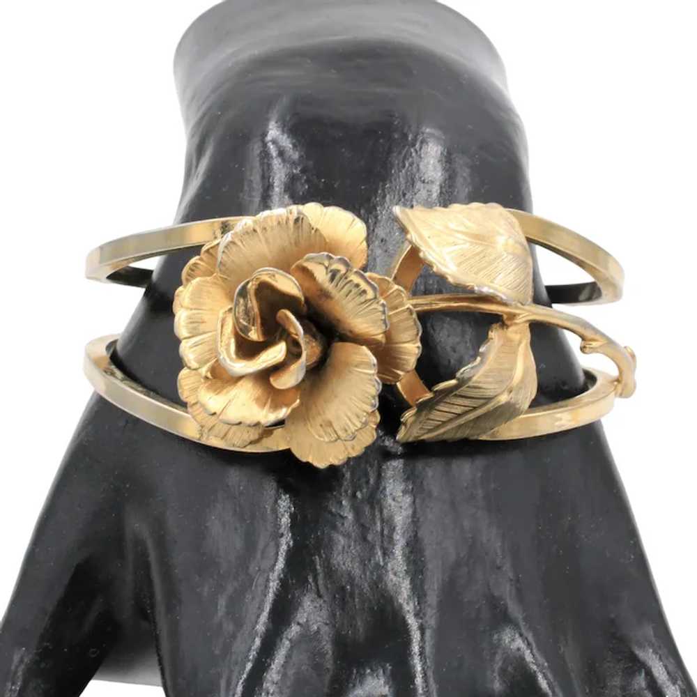 Bracelet Hinge Cuff Giovanni Rose Flower - image 3