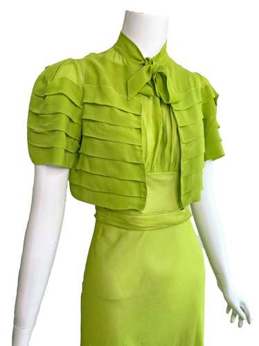 1930s Deco Silk Dress & Jacket Set - image 1