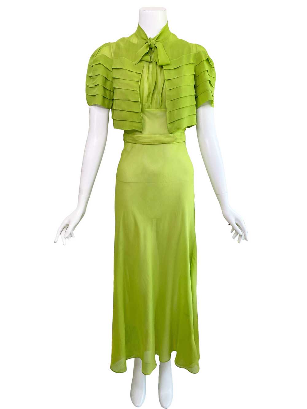 1930s Deco Silk Dress & Jacket Set - image 2
