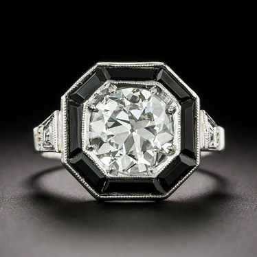 Art Deco-Style 2.04 Carat Diamond and Onyx Ring -… - image 1
