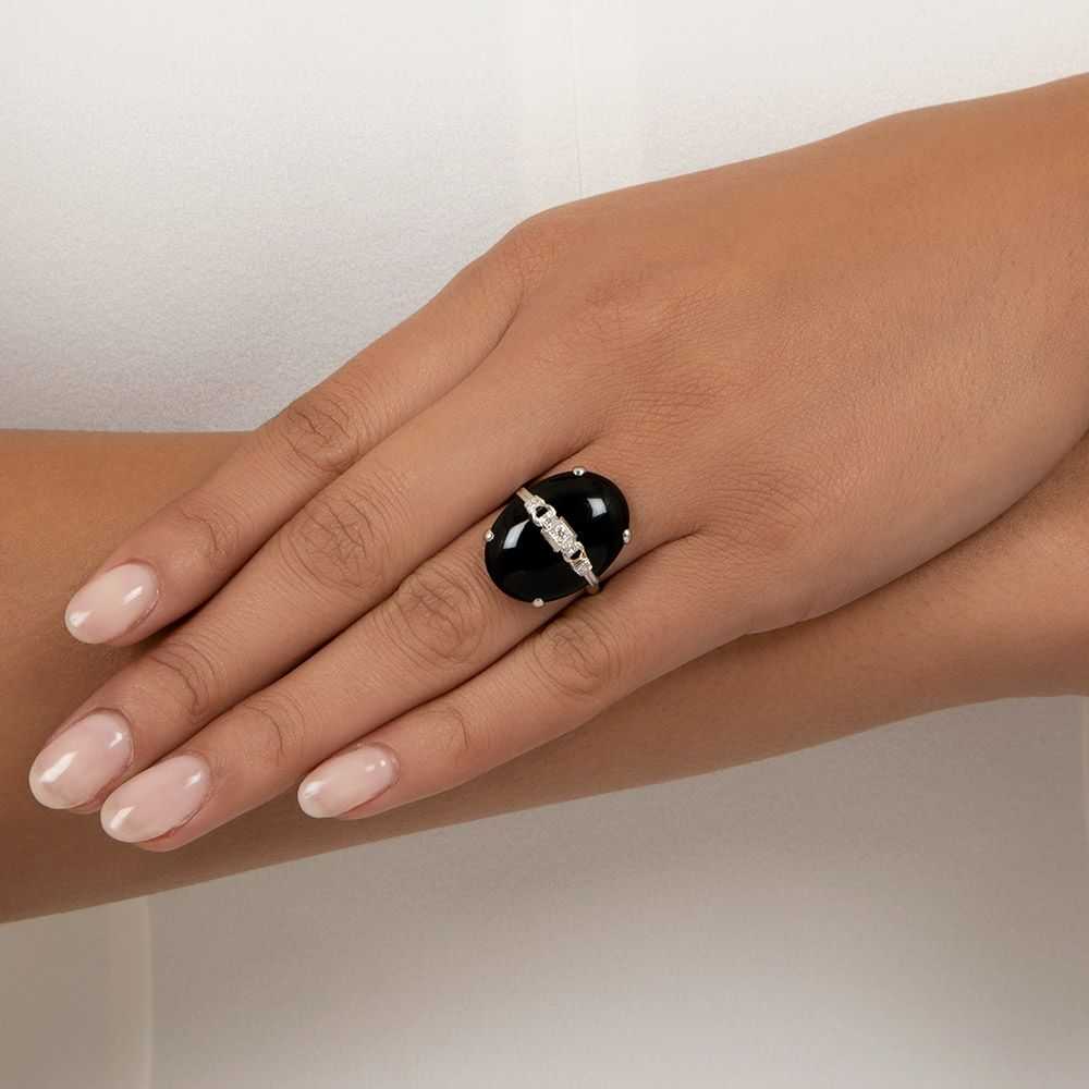 Large Art Deco Onyx and Diamond Ring by Larter - image 4