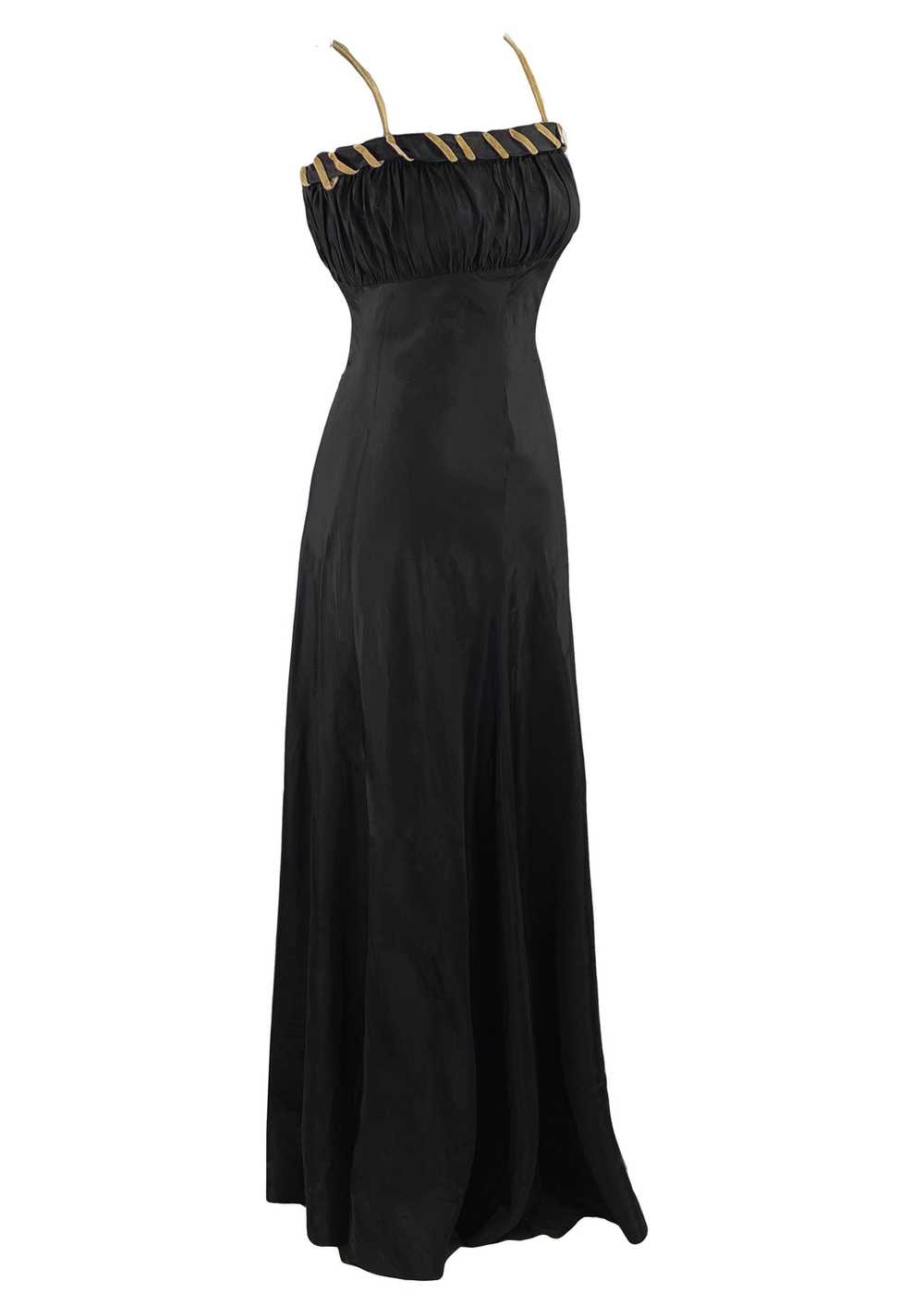 Vintage 1930s Black Taffeta Designer Gown and Jac… - image 5