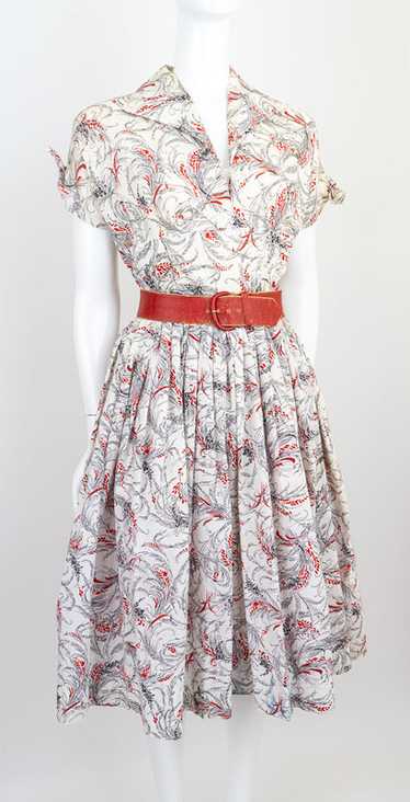 Vintage Novelty Print 1950s Dress