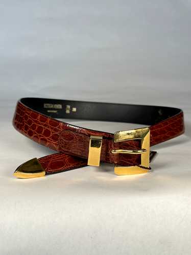 NWT Bottega Veneta Red Brown Leather Belt - S