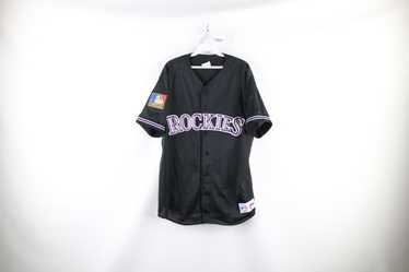 Majestic Two-Button Colorado Rockies Youth Jersey in Black Size Small