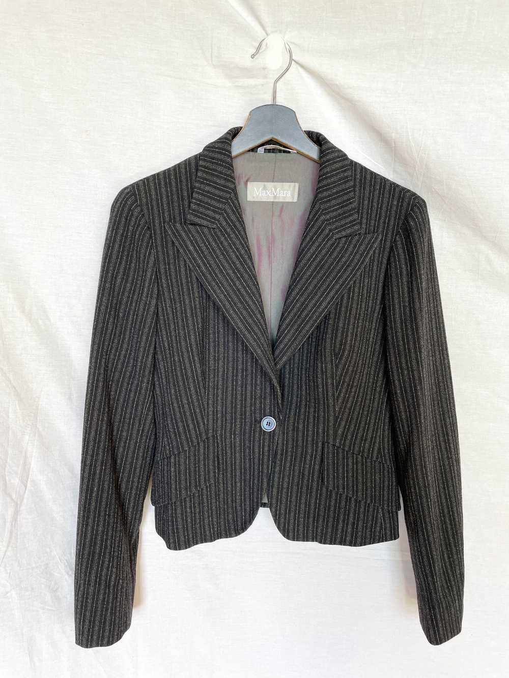 Max Mara MAX MARA grey striped blazer with hologr… - image 5