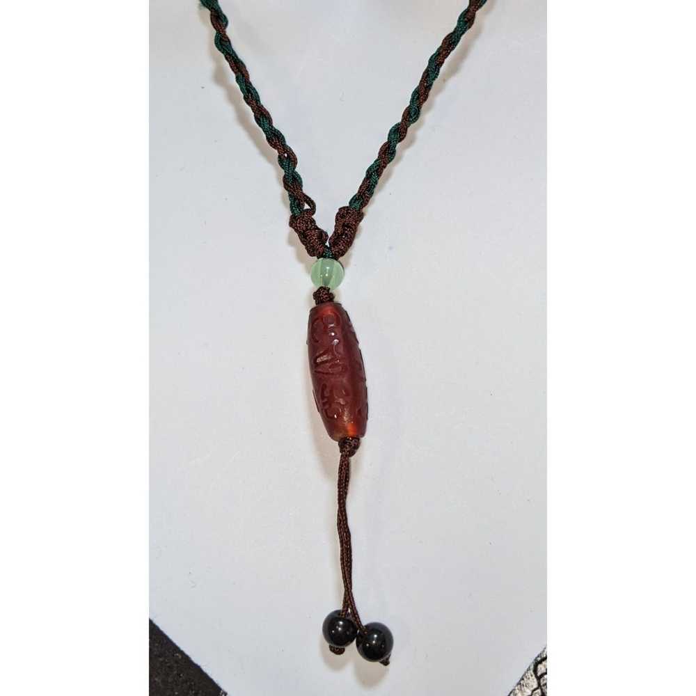 Other Red Carved Tibetan Dzi Bead Necklace - image 4