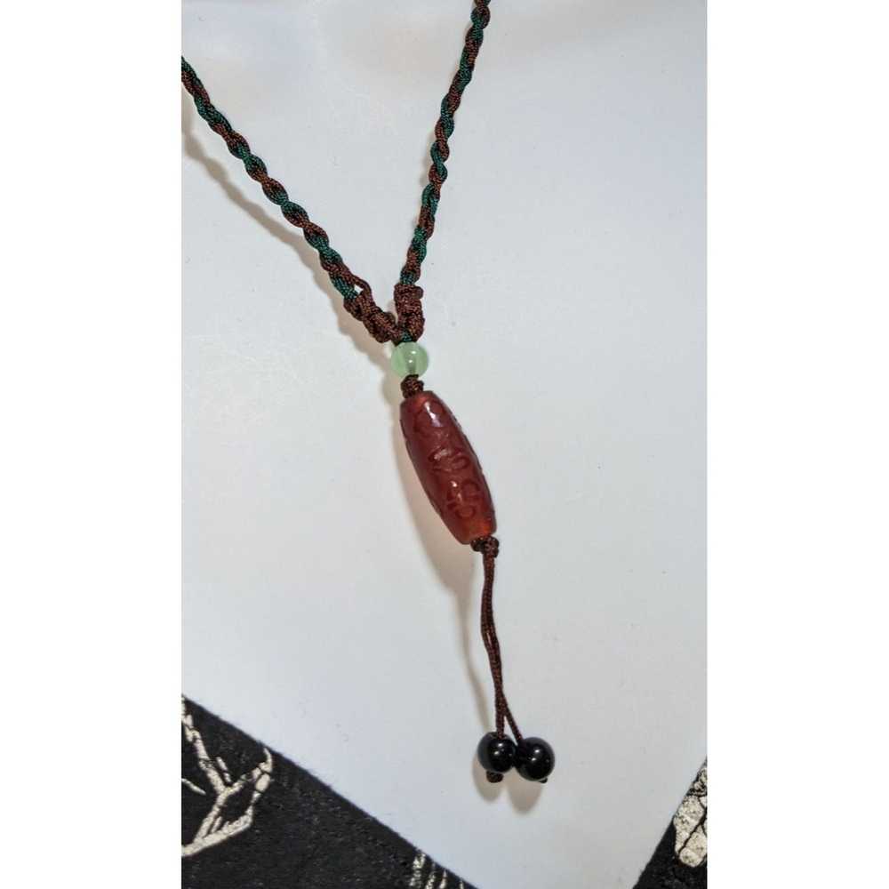 Other Red Carved Tibetan Dzi Bead Necklace - image 5