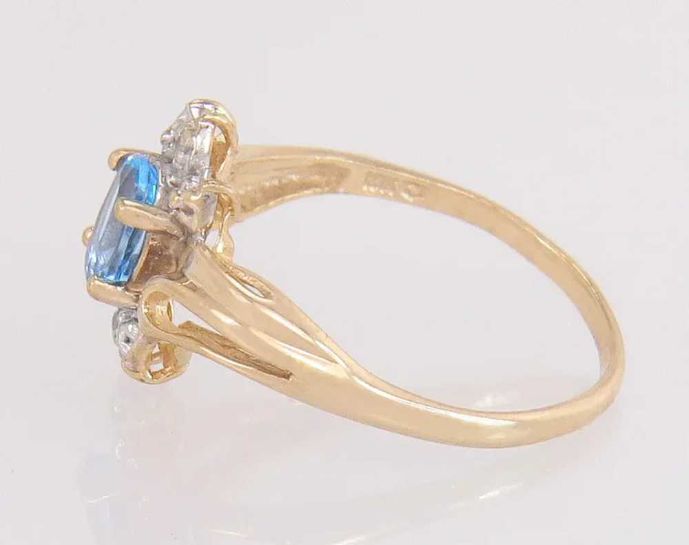 10K Yellow Gold .52ct Blue Topaz & Genuine Diamon… - image 3