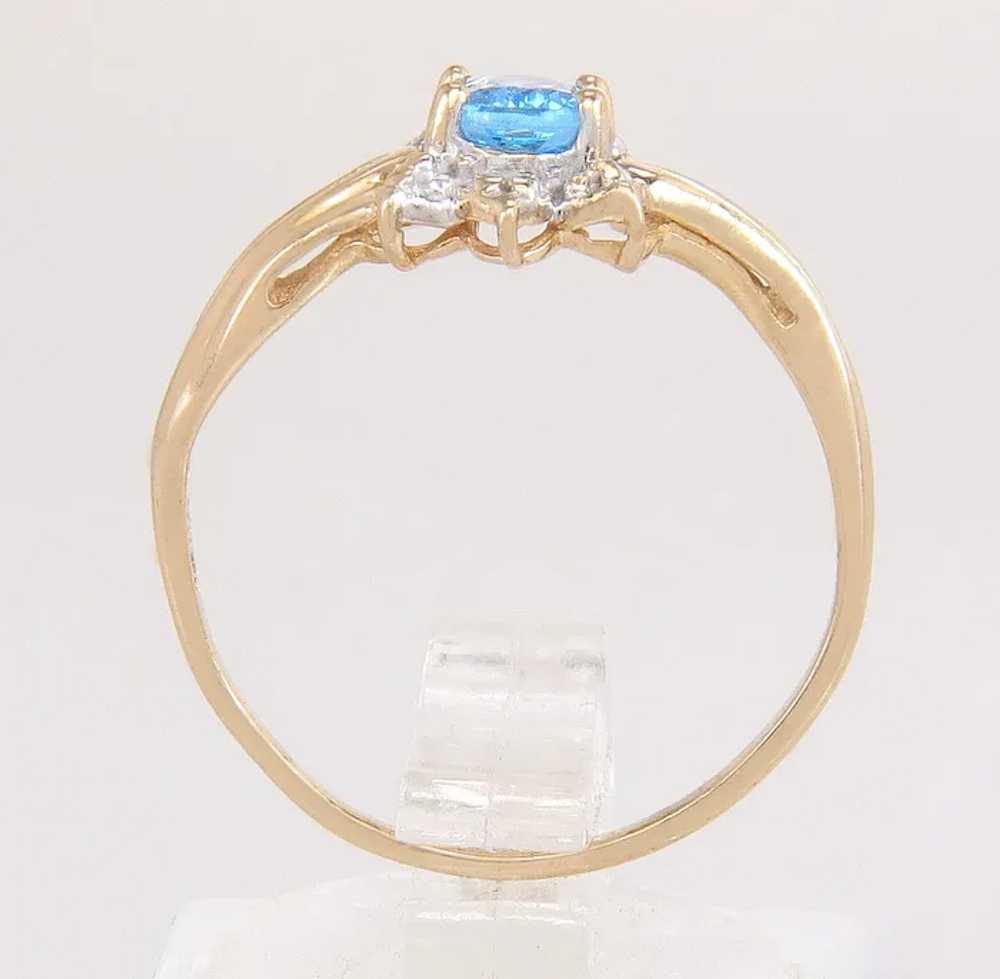 10K Yellow Gold .52ct Blue Topaz & Genuine Diamon… - image 4