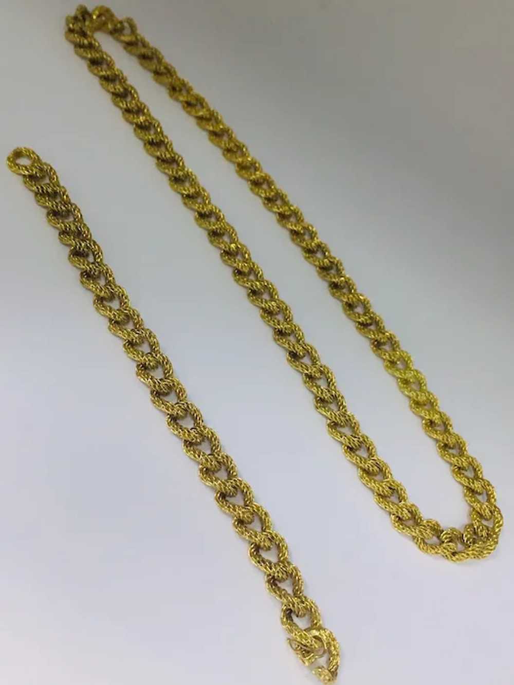 Long French Detachable 18kt. Gold Necklace and Br… - image 4