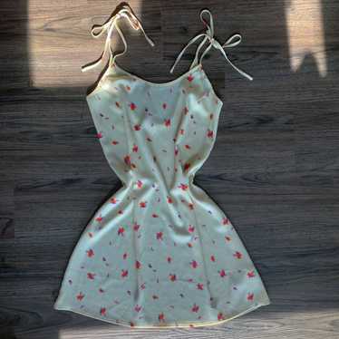 Vintage Cream floral mini satin slip dress - image 1