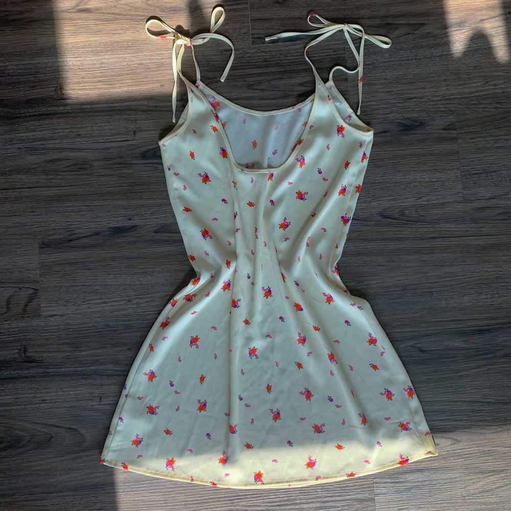 Vintage Cream floral mini satin slip dress - image 3
