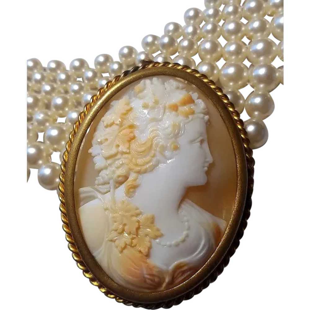 Antique Victorian Cameo Shell Bacchante Pin Brooc… - image 1