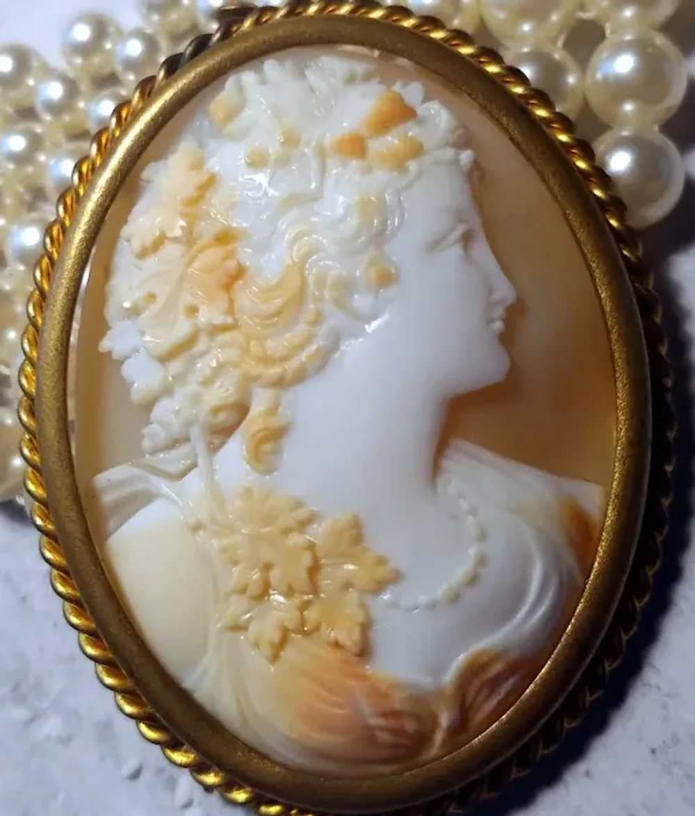 Antique Victorian Cameo Shell Bacchante Pin Brooc… - image 2