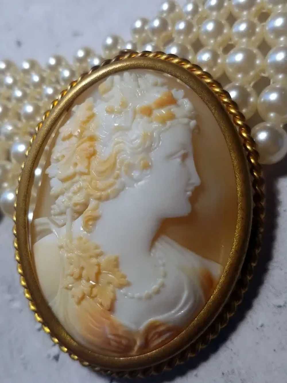 Antique Victorian Cameo Shell Bacchante Pin Brooc… - image 3